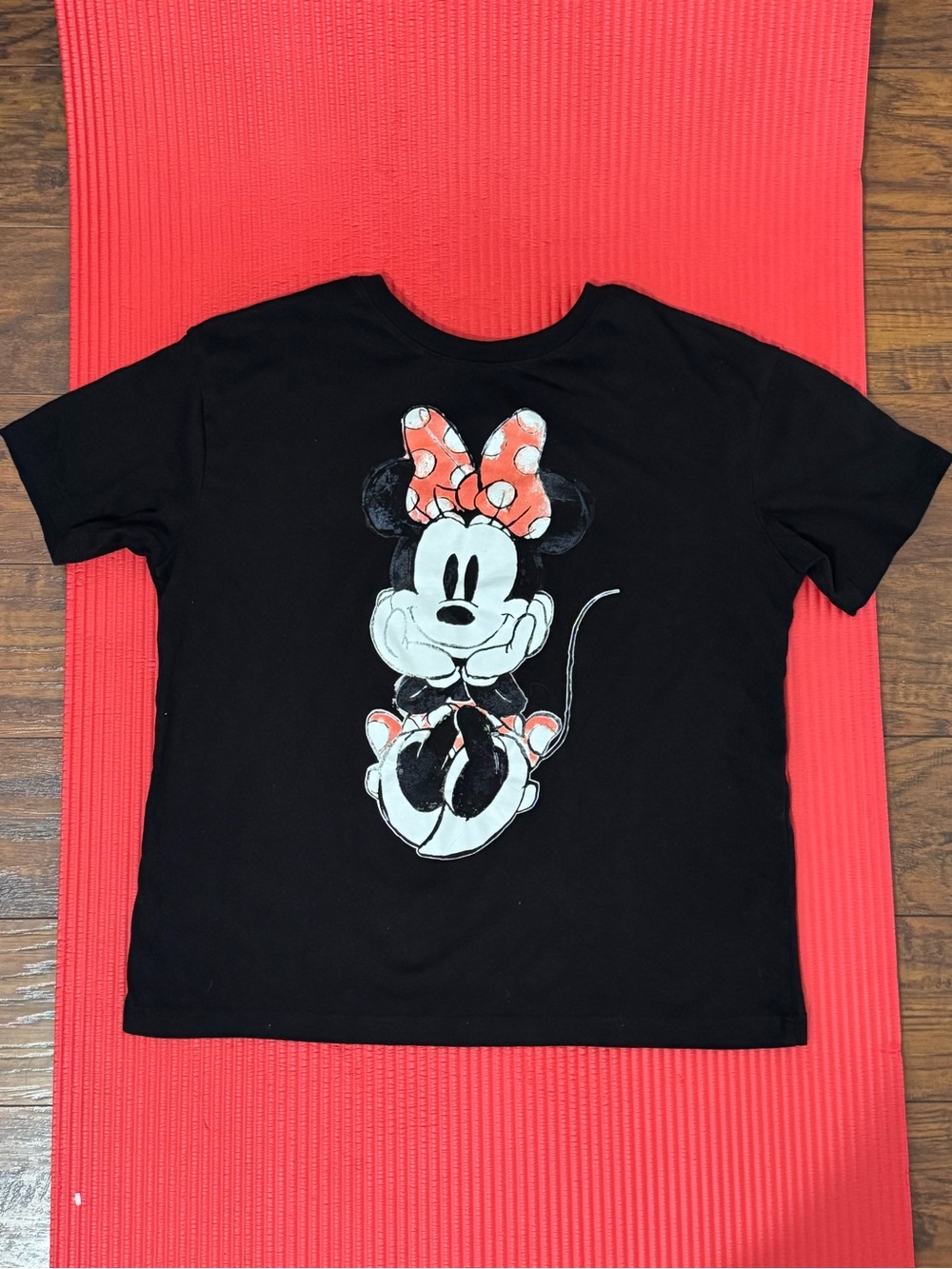Disney Black Tee with Minnie Mouse Graphic and Red Bow